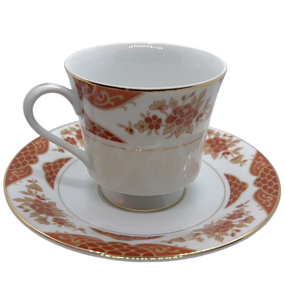 MIKASA EMPRESS FOOTED TEACUP AND SAUCER FINE CHINE VINTAGE L6009 - Picture 3 of 14